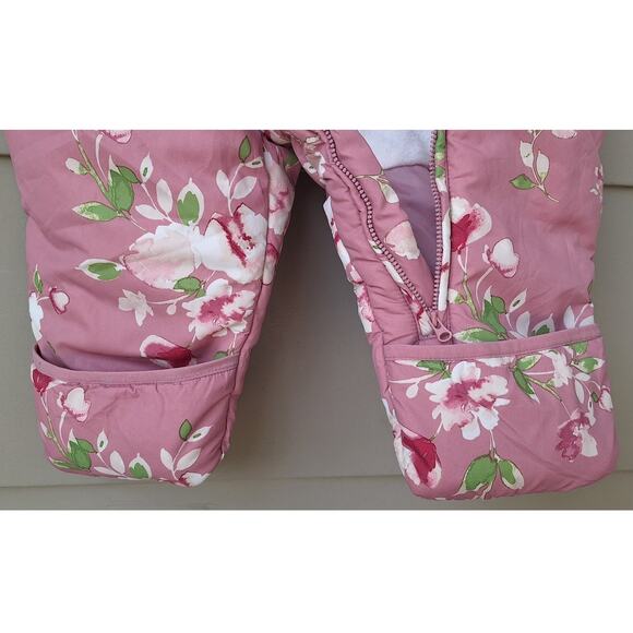 The Childrens Place Baby Toddler Girl Pink Floral Snowsuit Winter Outfit 9-12 mo - Picture 6 of 11